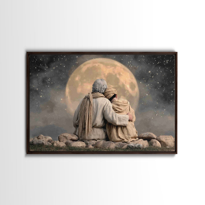 Moonlit Promise – Framed Canvas Print – Christian Wall Art – Christian Art Canvas – Vintage Christian Art – Christian Gift – Christian Deco