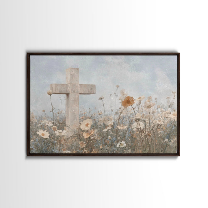 Field Of Mercy, Framed Canvas Print, Christian Art Print, Christian Wall Art, Abstract Christian Art, Christian Gift, Jesus Painting