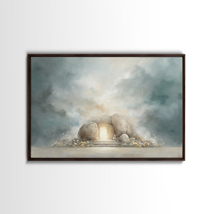 Tomb Of Hope – Framed Canvas Print – Christian Art Canvas – Christian Wall Art – Christian Christmas Decor – Jesus Christmas Art – Subtle C