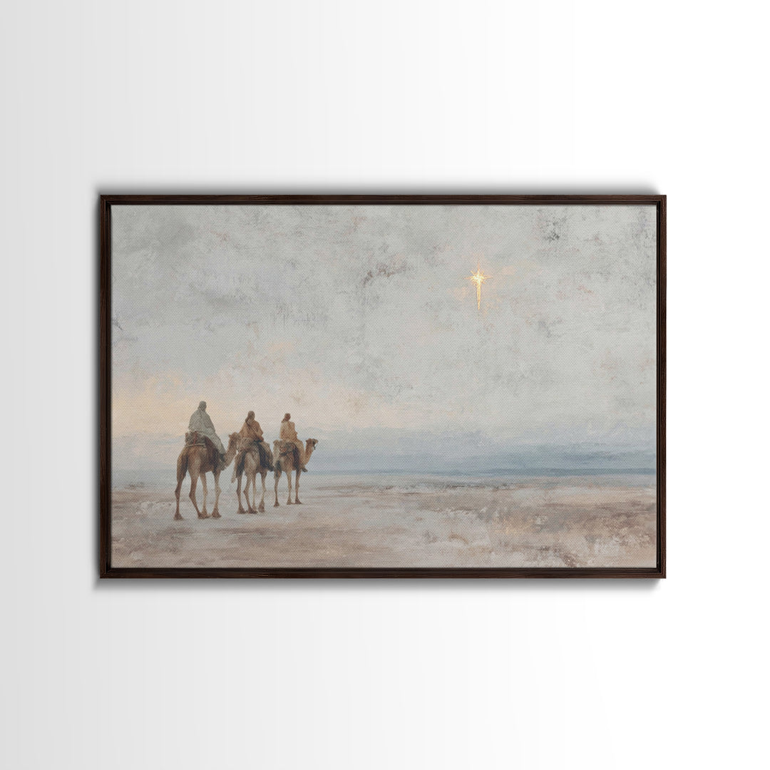 Desert Star Quest – Framed Canvas Print – Christian Christmas Art – Christian Art Canvas – Christmas Wall Art – Unique Christian Art – Jesu