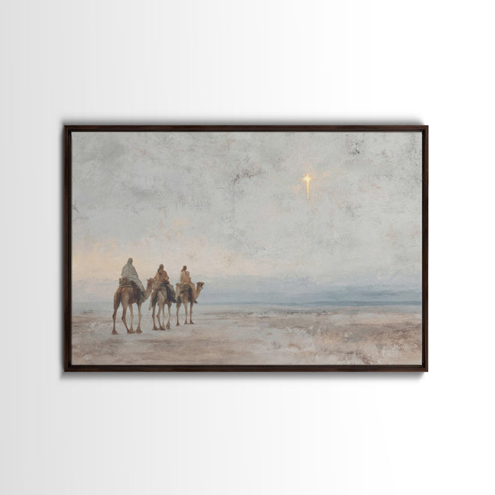 Desert Star Quest – Framed Canvas Print – Christian Christmas Art – Christian Art Canvas – Christmas Wall Art – Unique Christian Art – Jesu