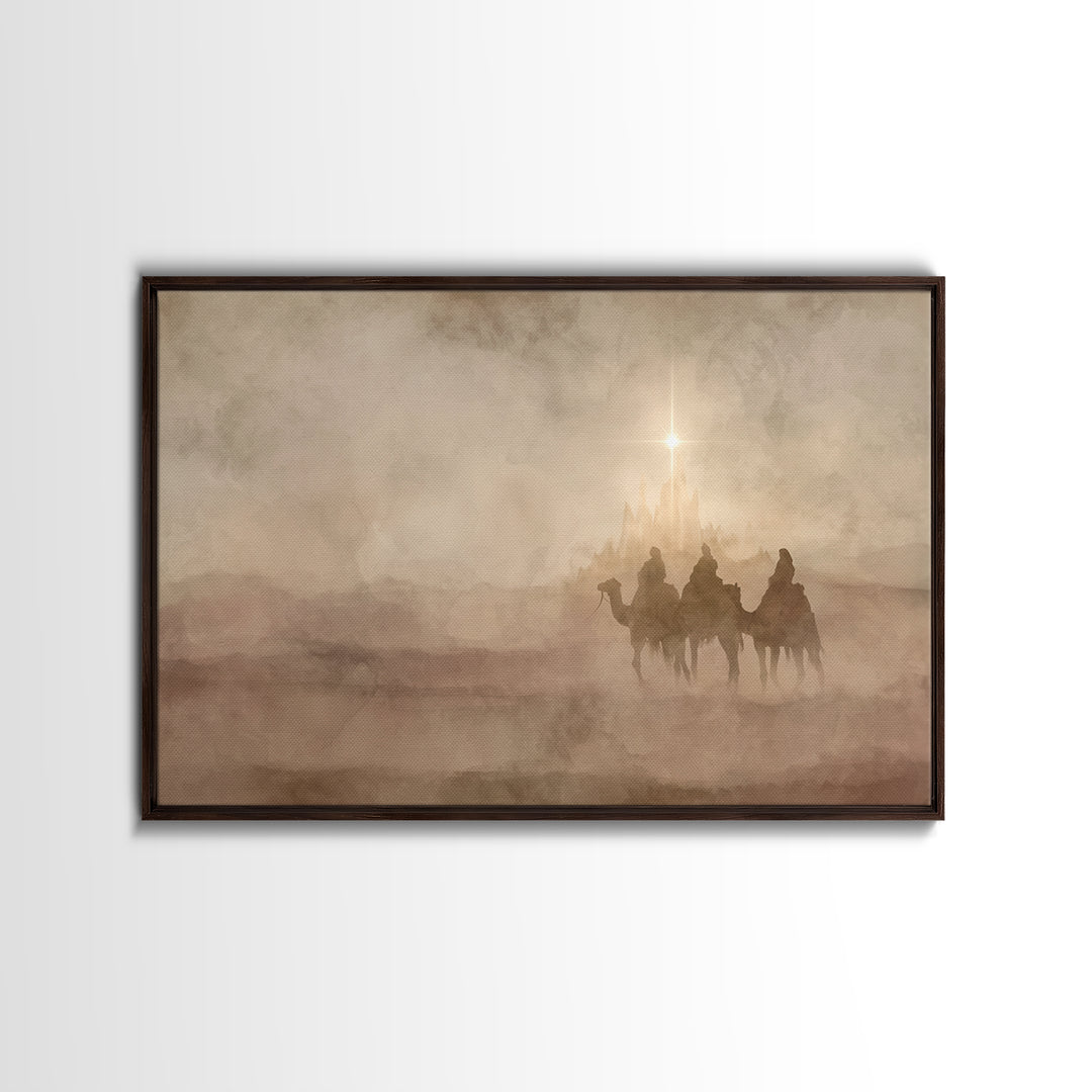Starbound Journey, Framed Canvas Print, Christian Art Prints, Christian Wall Art, Christmas Canvas Wall Art, Christian Decorations, Moody C