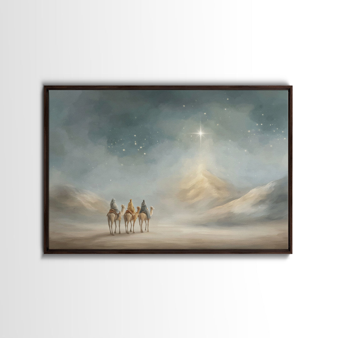 Mystic Star Road | Framed Canvas Print | Christmas Art Framed | Christian Wall Art | Christian Christmas Art | Jesus Painting | Christian A