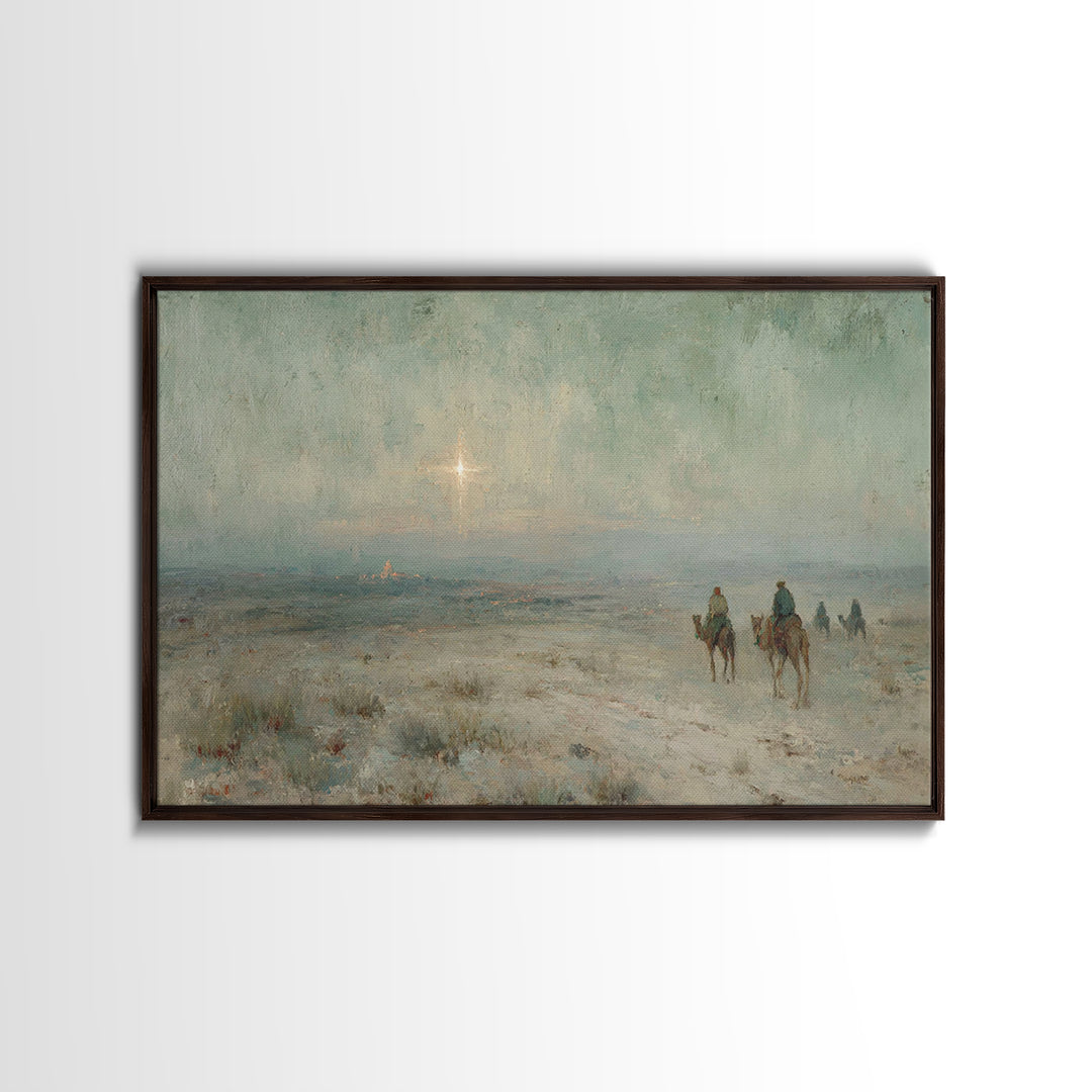 Guiding Star Journey – Framed Canvas Print – Christian Wall Art – Christian Art Canvas – Christmas Art – Jesus Painting – Christian Christm