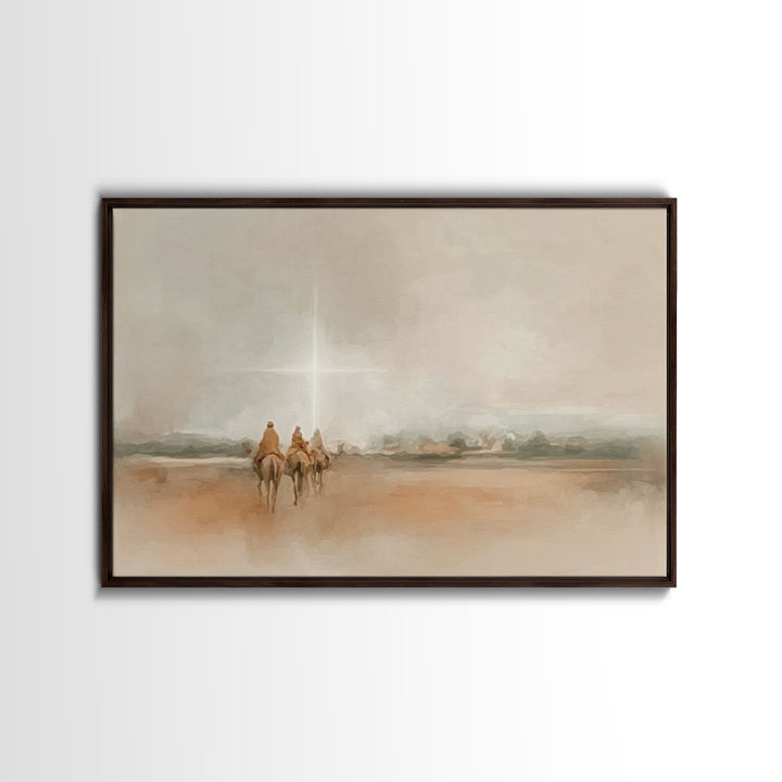 Bethlehem Light Path, Framed Canvas Print, Christian Art Canvas, Christmas Wall Art, Christian Christmas Art, Jesus Painting, Christmas Art