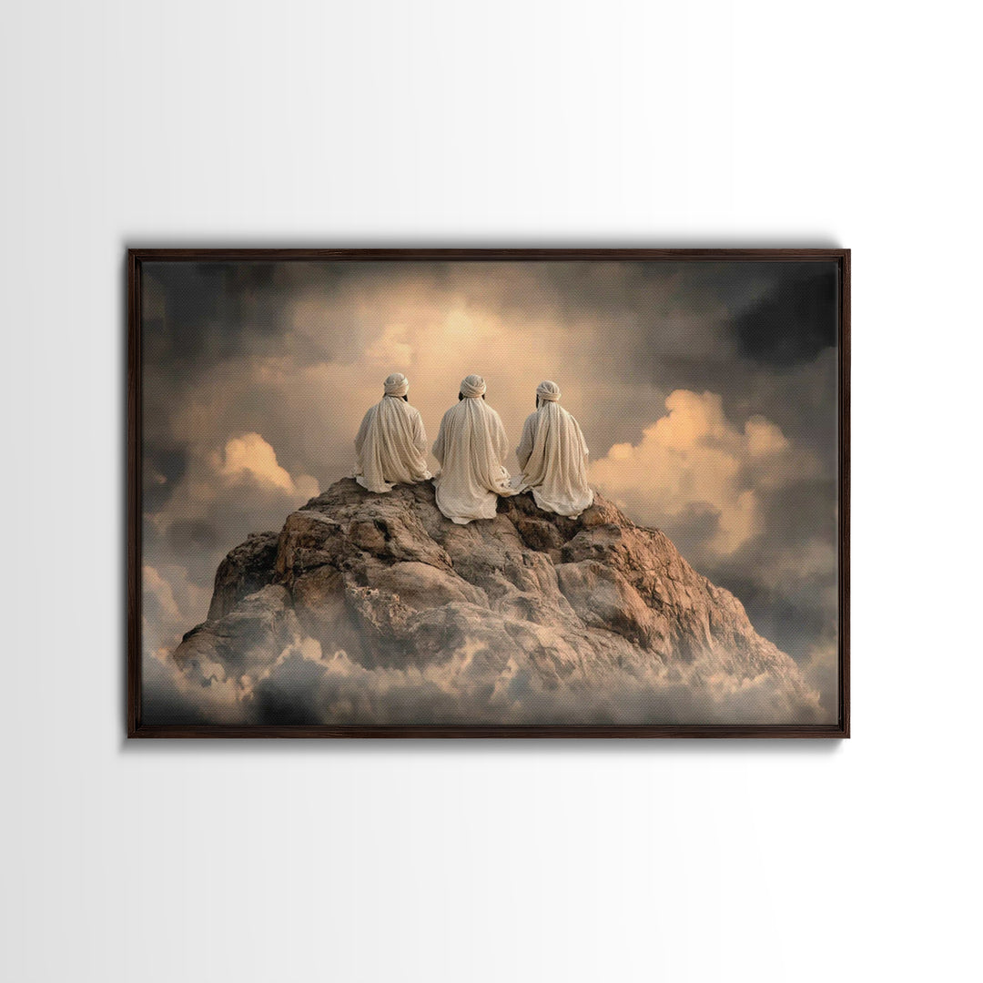 Sacred Summit Calm | Framed Canvas Print | Christian Wall Art | Christian Art Canvas | Jesus Painting | Moody Christian Art | Christian Gif