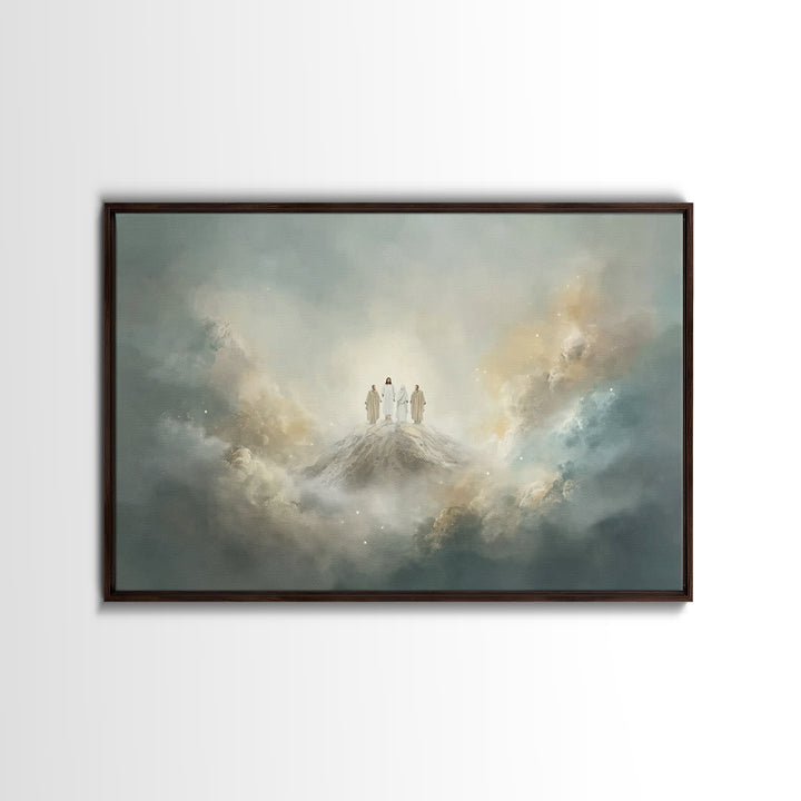 Mountaintop Glory – Framed Canvas Print – Christian Christmas Art – Christian Art Canvas – Christian Wall Art – Jesus Painting – Modern Chr