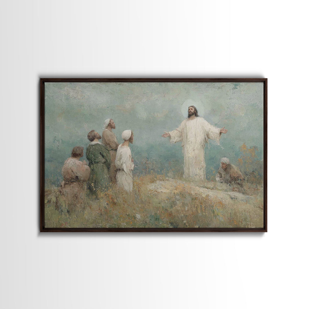 Blessing Of Light, Framed Canvas Print, Christian Art Canvas, Christian Wall Art, Jesus Painting, Christian Art Gift, Large Christian Paint
