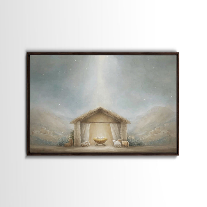 Humble Birth, Framed Canvas Print, Christian Christmas Art, Christian Wall Art, Christian Art Canvas, Jesus Painting