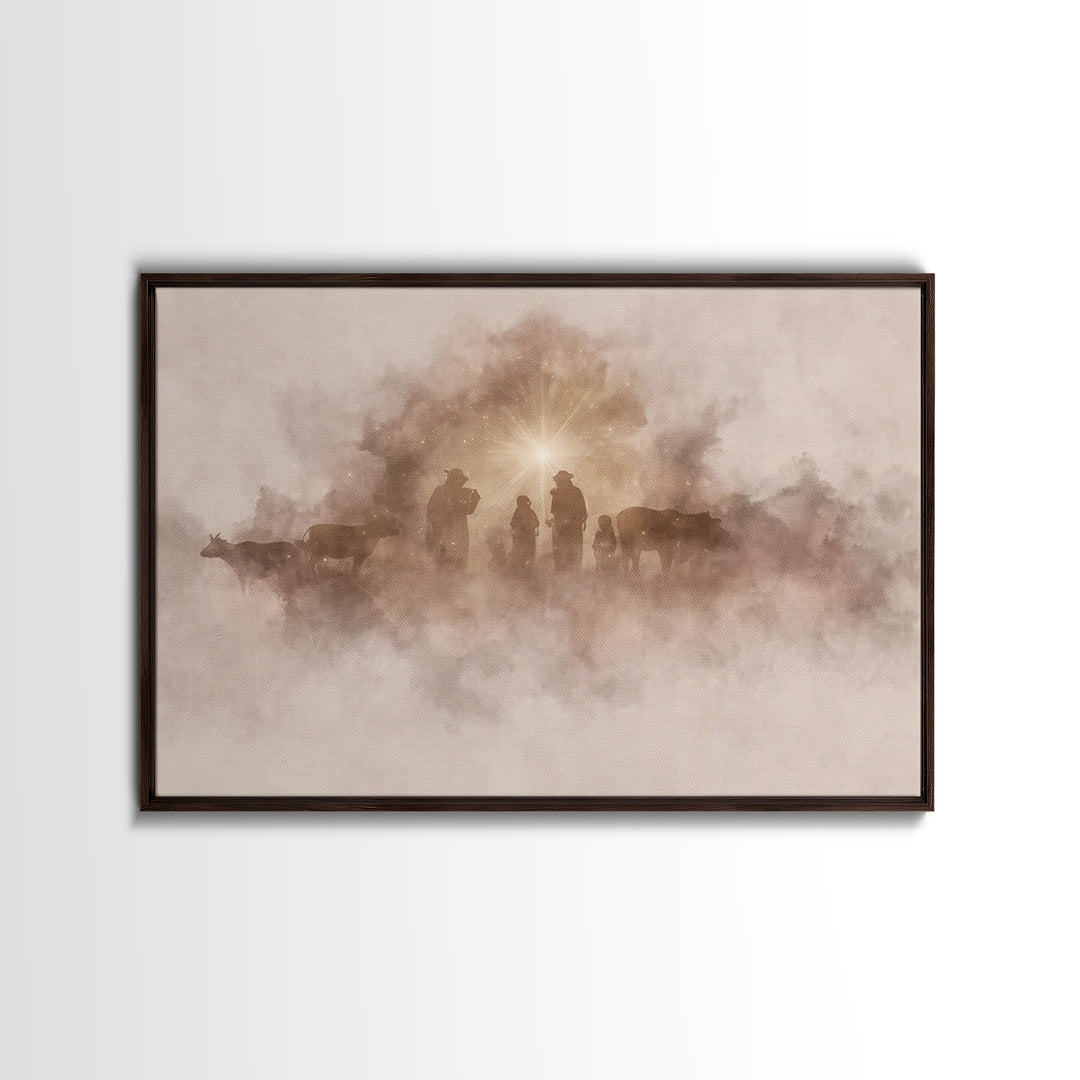 Glow Of Bethlehem, Framed Canvas Print, Christian Christmas Art, Christian Wall Art, Christmas Art Prints, Christian Art Canvas