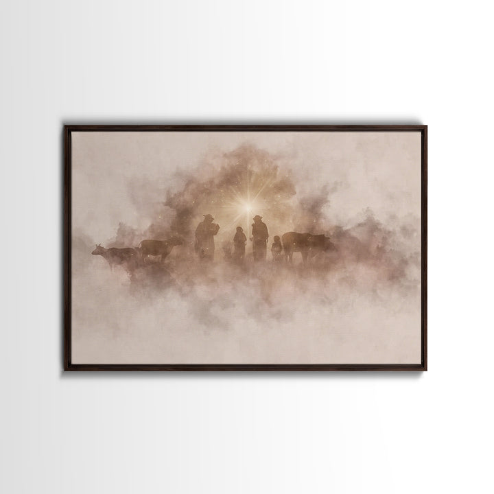 Glow Of Bethlehem, Framed Canvas Print, Christian Christmas Art, Christian Wall Art, Christmas Art Prints, Christian Art Canvas