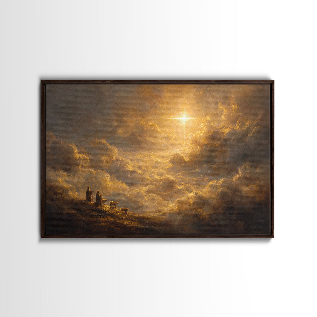 Dawn Star, Framed Canvas Print, Christmas Wall Art, Christian Christmas Art, Christian Art Canvas, Framed Christmas Art