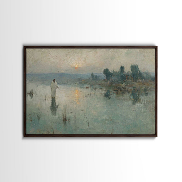 Still Waters Grace, Framed Canvas Print, Christian Art Canvas, Jesus Painting, Christian Wall Art, Vintage Christian Art, Christmas Art