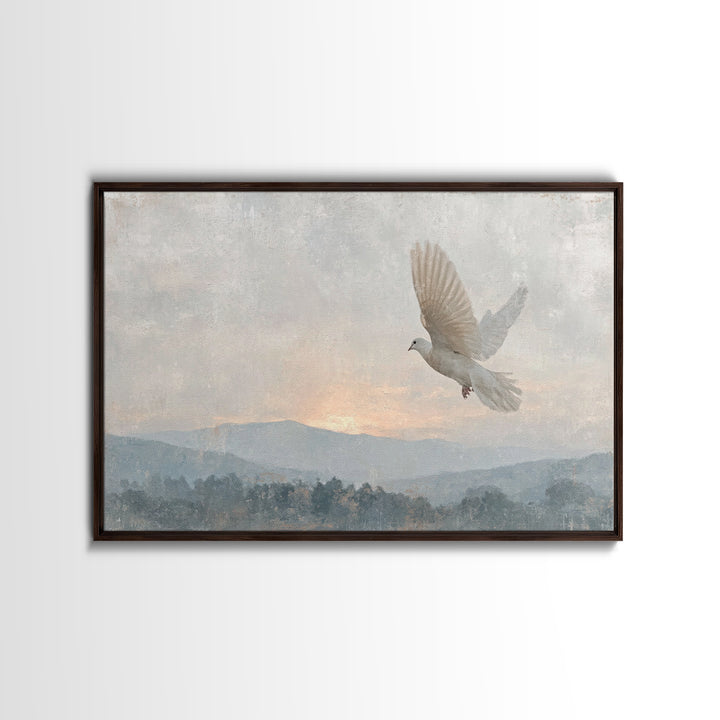 Dove Of Dawn – Framed Canvas Print – Christian Art Canvas – Christian Wall Art – Christian Christmas Art – Vintage Christian Art – Christia