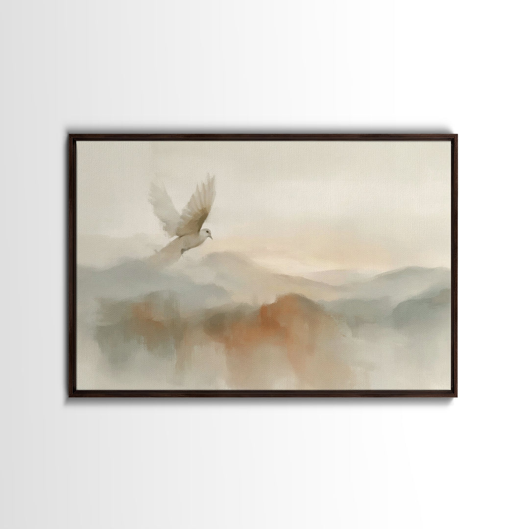 Peaceful Dove Rise – Framed Canvas Print – Christian Wall Art – Christian Art Canvas – Christian Art – Christmas Art – Christian Gift Ideas
