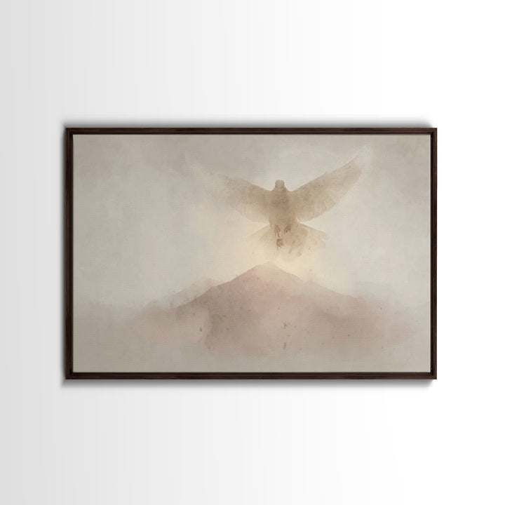 Mountain Spirit Light, Framed Canvas Print, Christian Art Canvas, Christian Wall Art, Minimalist Christian Art, Christmas Art, Christian De