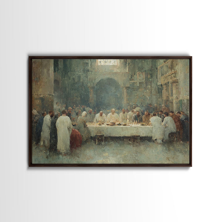 Holy Supper Glow, Framed Canvas Print, Christian Wall Art, Christian Art Canvas, Christian Paintings, Jesus Art Print, Christian Decor
