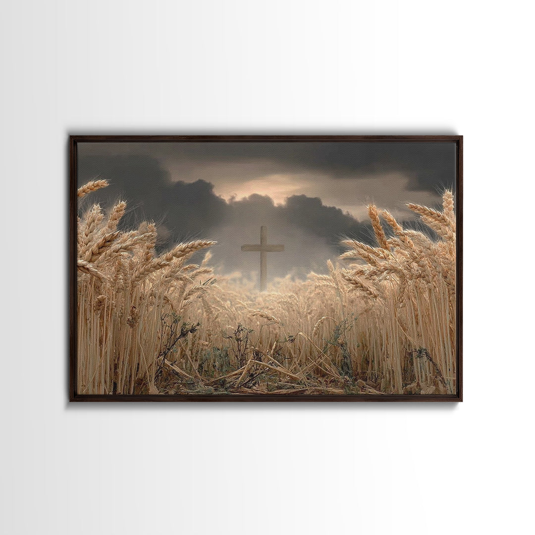 Wheatland Cross - Framed Canvas Print - Christian Wall Art - Christian Art Print - Jesus Painting - Christian Decor - Christian Gift Ideas