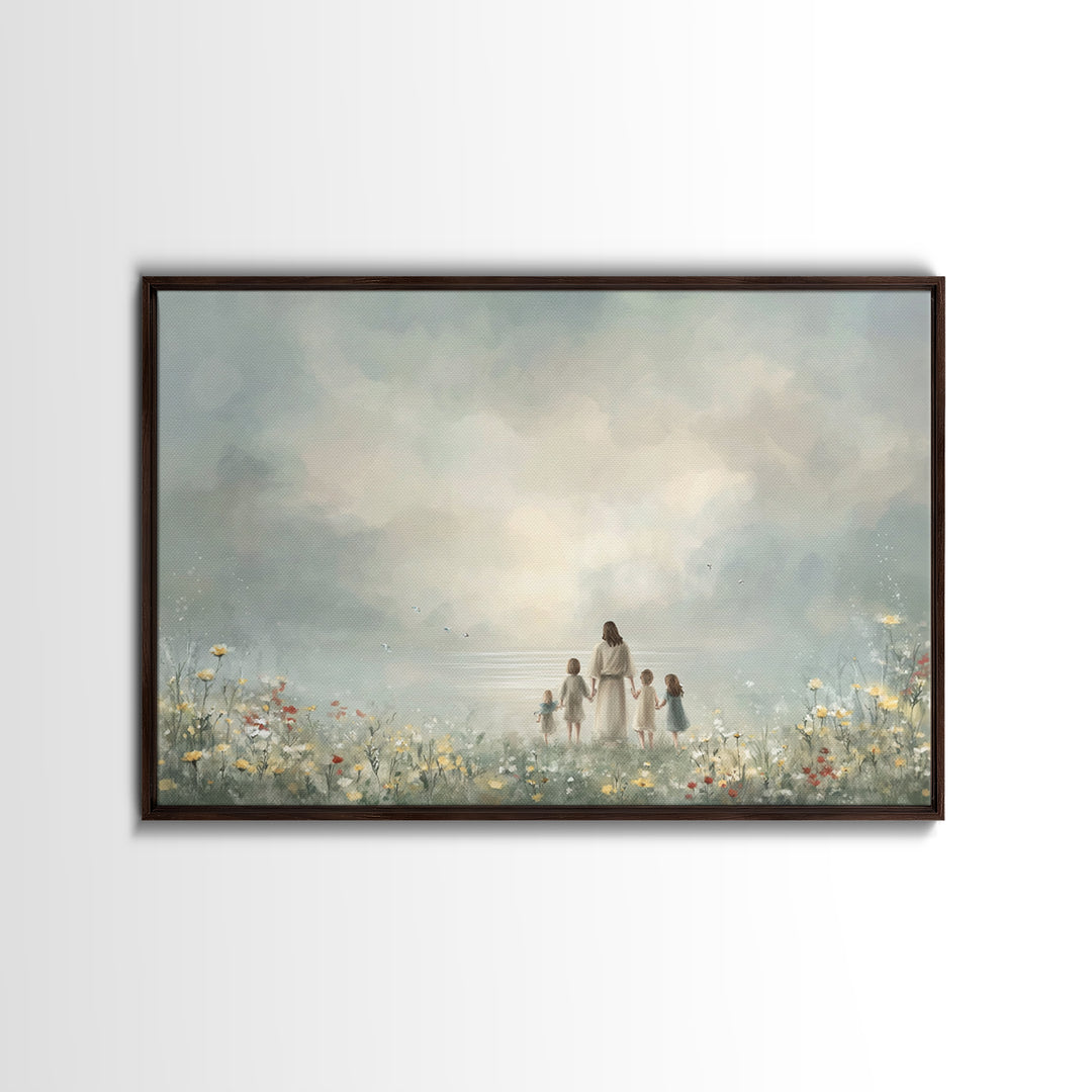 Heavenly Shepherd – Framed Canvas Print – Christian Wall Art – Jesus Painting – Christian Art Canvas – Christian Christmas Art