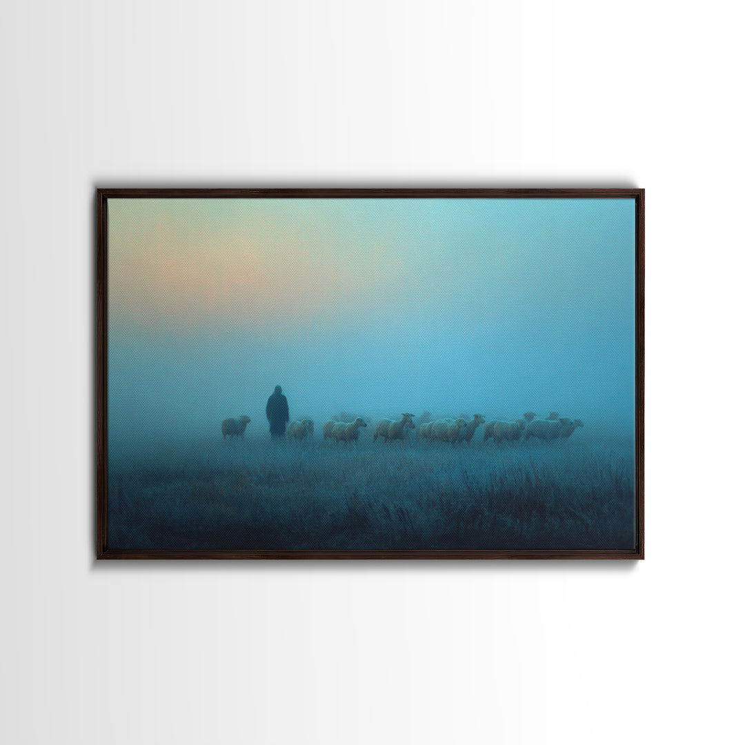 Lighted Journey – Framed Canvas Print – Jesus Wall Art – Christian Art Canvas – Moody Christian Art – Framed Christmas Art