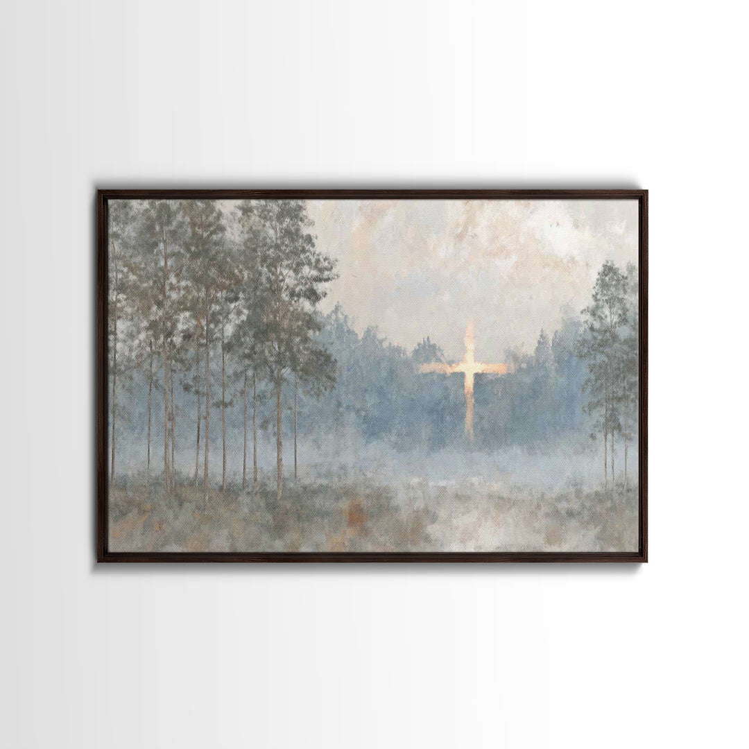 Woodland Peace – Framed Canvas Print – Jesus Painting – Christian Wall Art – Moody Christian Art – Christian Art Canvas – Large Christian P