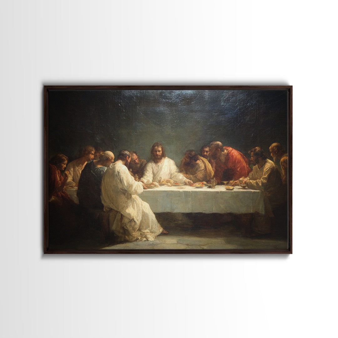 Misty Field Shepherd – Framed Canvas Print – Christian Art – Jesus Painting – Christian Wall Art – Christian Art Canvas – Moody Christian A