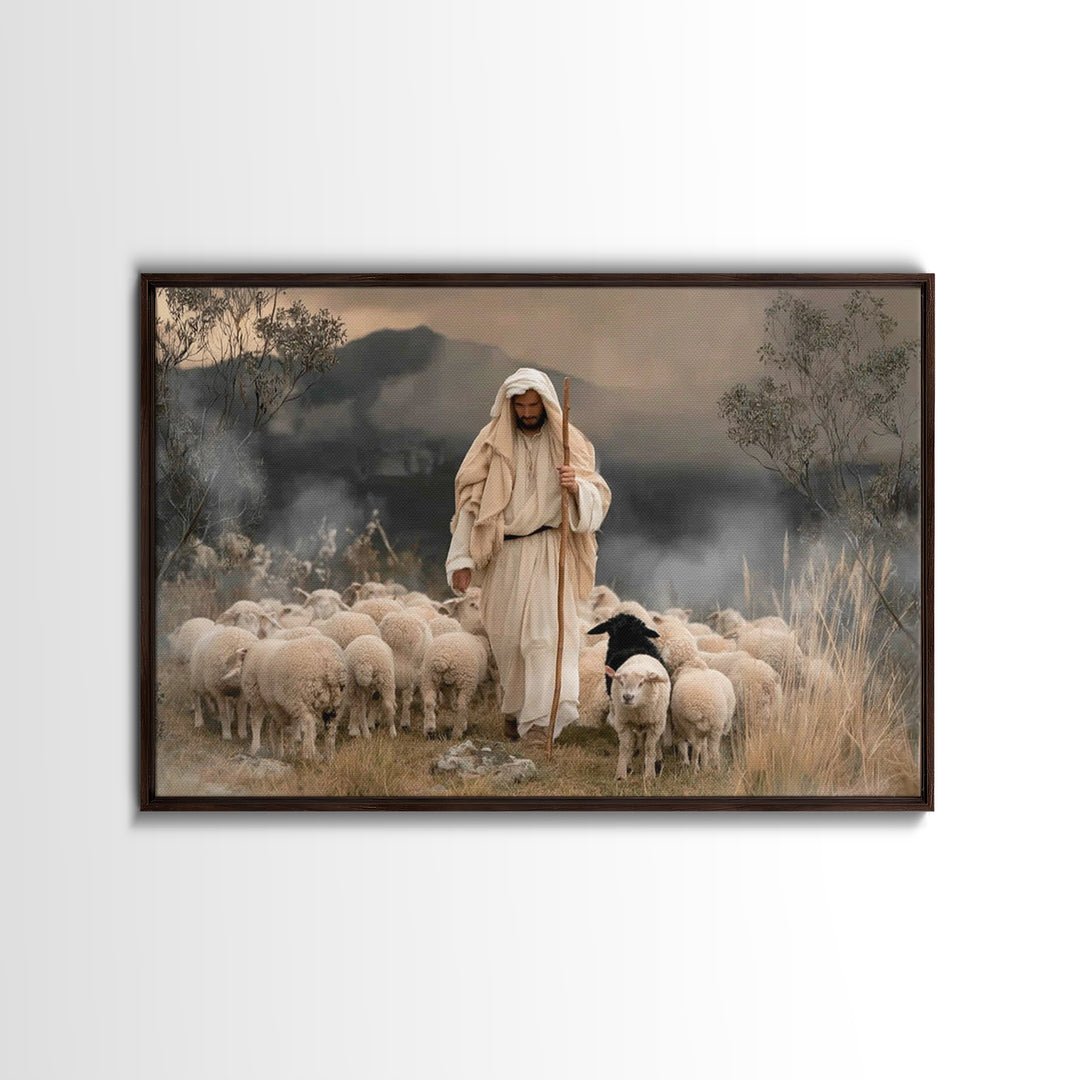 Light Of His Way – Framed Canvas Print – Jesus Painting – Christian Wall Art – Moody Christian Art – Christian Art Canvas – Christian Gift