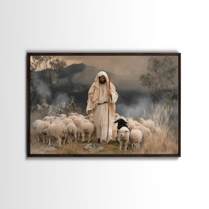 Light Of His Way – Framed Canvas Print – Jesus Painting – Christian Wall Art – Moody Christian Art – Christian Art Canvas – Christian Gift