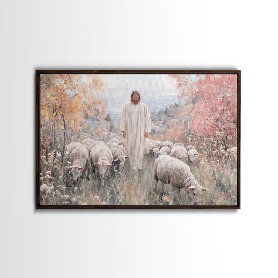Autumn Grace Walk, Framed Canvas Print, Christian Art Canvas, Christian Wall Art, Jesus Painting, Christian Decoration, Christian Gift Idea