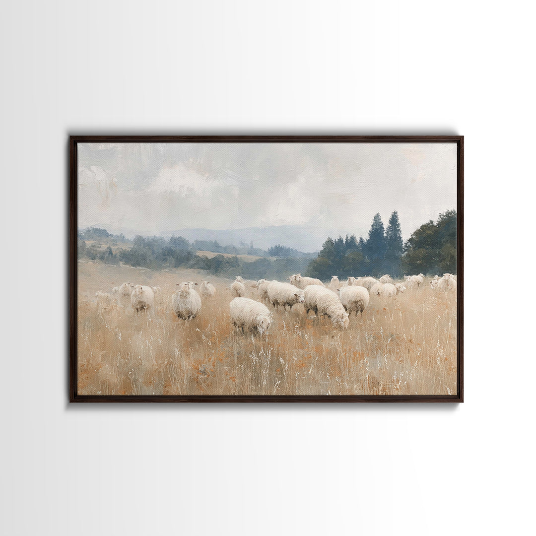 The Quiet Shepherd, Framed Canvas Print, Christian Wall Art, Jesus Painting, Christian Art Print, Christmas Art, Christian Christmas Art