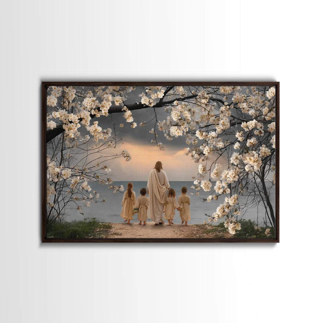 Shepherds Of Light, Framed Canvas Print, Christian Wall Art, Christian Painting, Jesus Canvas Art, Christian Christmas Decor, Large Christi