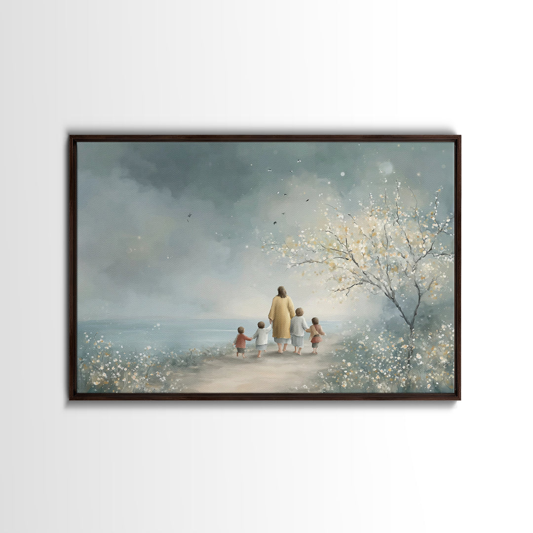 Sacred Stillness – Framed Canvas Print – Christian Wall Art – Jesus Art Print – Large Christian Painting – Christmas Art Work – Christian D