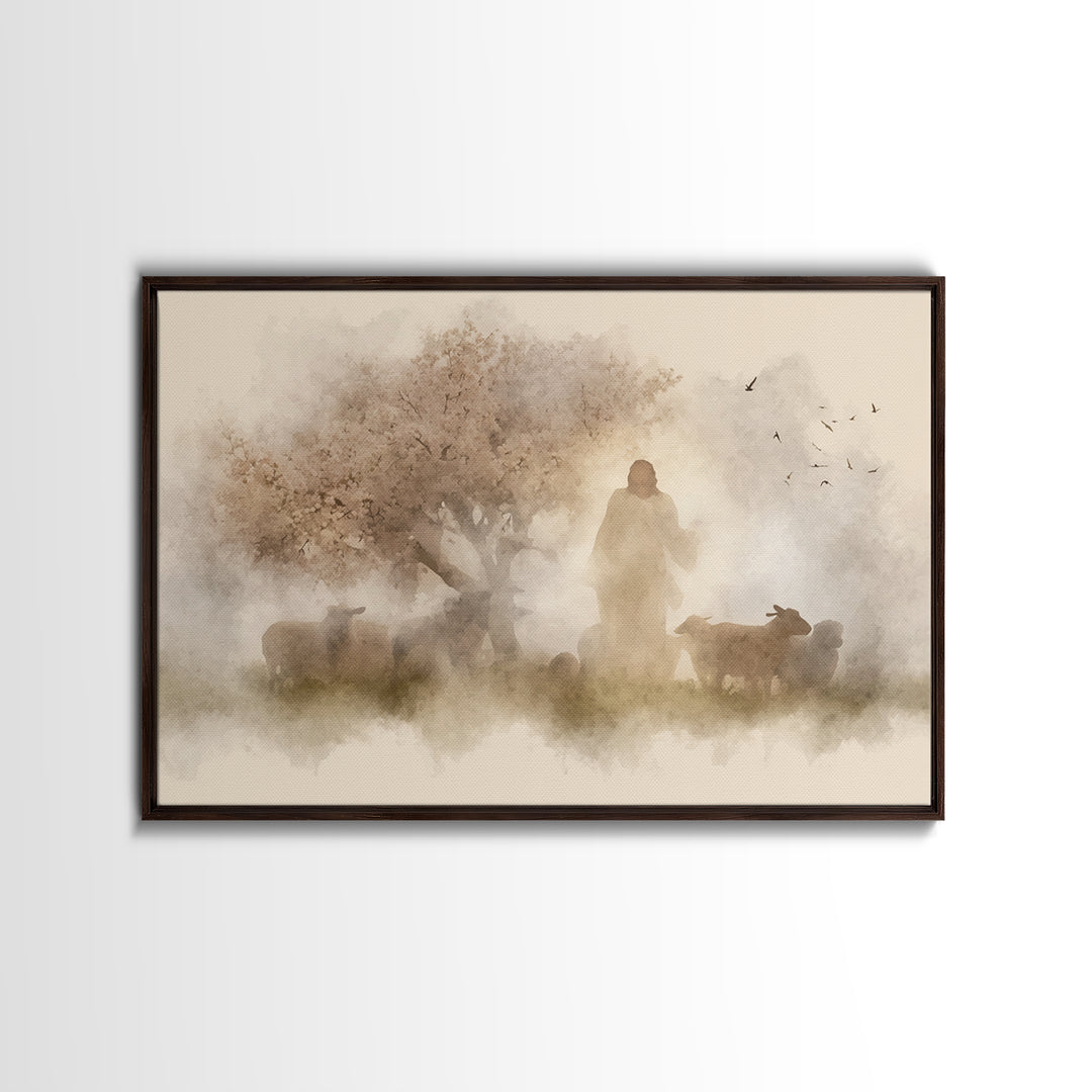 Divine Encounter – Framed Canvas Print – Christian Art – Moody Christmas Art – Christian Art Painting – Christmas Wall Art – Christian Art