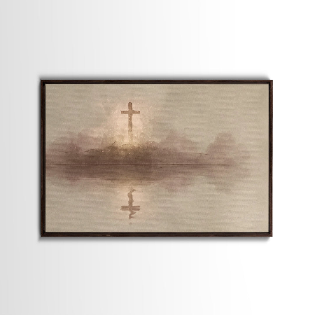 Starborne Cross – Framed Canvas Print – Christian Art – Christian Art Canvas – Moody Christian Art – Christian Art Painting – Christian Wal