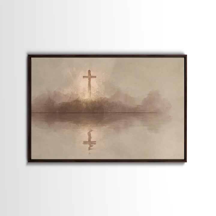 Starborne Cross – Framed Canvas Print – Christian Art – Christian Art Canvas – Moody Christian Art – Christian Art Painting – Christian Wal