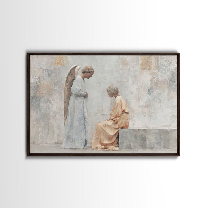 Angel’s Peace, Framed Canvas Print, Christian Art Canvas, Modern Christian Art, Christian Wall Art, Christian Christmas Art, Christian Gift