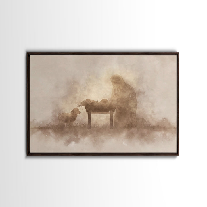 Humble Dawn Peace – Framed Canvas Print – Christmas Wall Art – Christian Christmas Art – Jesus Painting – Christian Art Canvas – Christmas