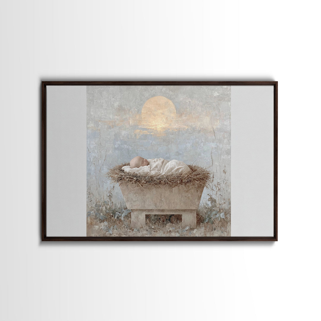 Starry Miracle – Framed Canvas Print – Christmas Art – Christian Christmas Art – Christian Art Canvas – Christmas Wall Art – Framed Christm