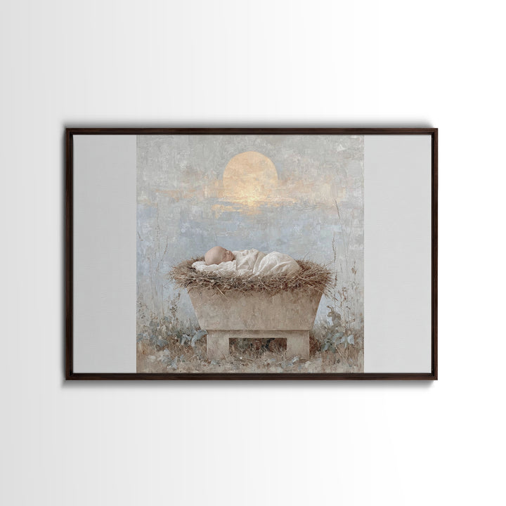 Starry Miracle – Framed Canvas Print – Christmas Art – Christian Christmas Art – Christian Art Canvas – Christmas Wall Art – Framed Christm