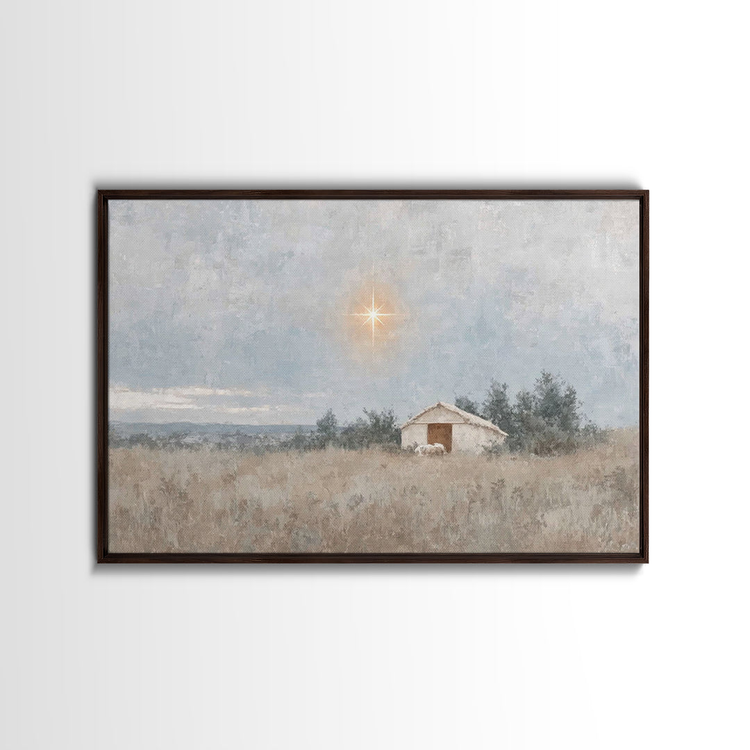 Radiant Snow Chapel, Framed Canvas Print, Christian Wall Art, Framed Christmas Art, Christian Art Painting, Christmas Canvas Wall Art