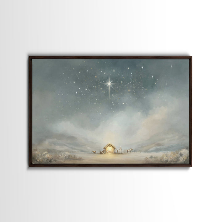 Divine Dawn Silhouette | Framed Canvas Print | Jesus Painting | Christian Wall Art | Moody Christian Art | Christian Art Print