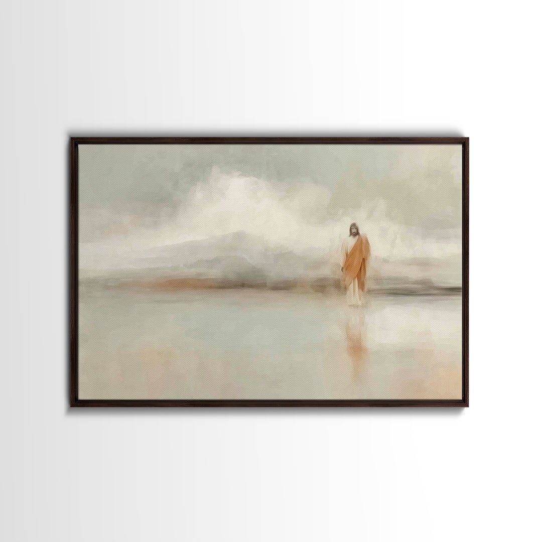 Gentle Bloom Lamb, Framed Canvas Print, Christian Art Painting, Christian Art Canvas, Christian Gift Ideas, Christian Wall Art, Subtle Chri