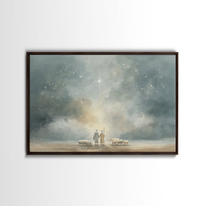 Night Of Wonder, Framed Canvas Print, Christian Christmas Art, Christian Wall Art, Christmas Art Prints, Moody Christmas Art, Christian Dec