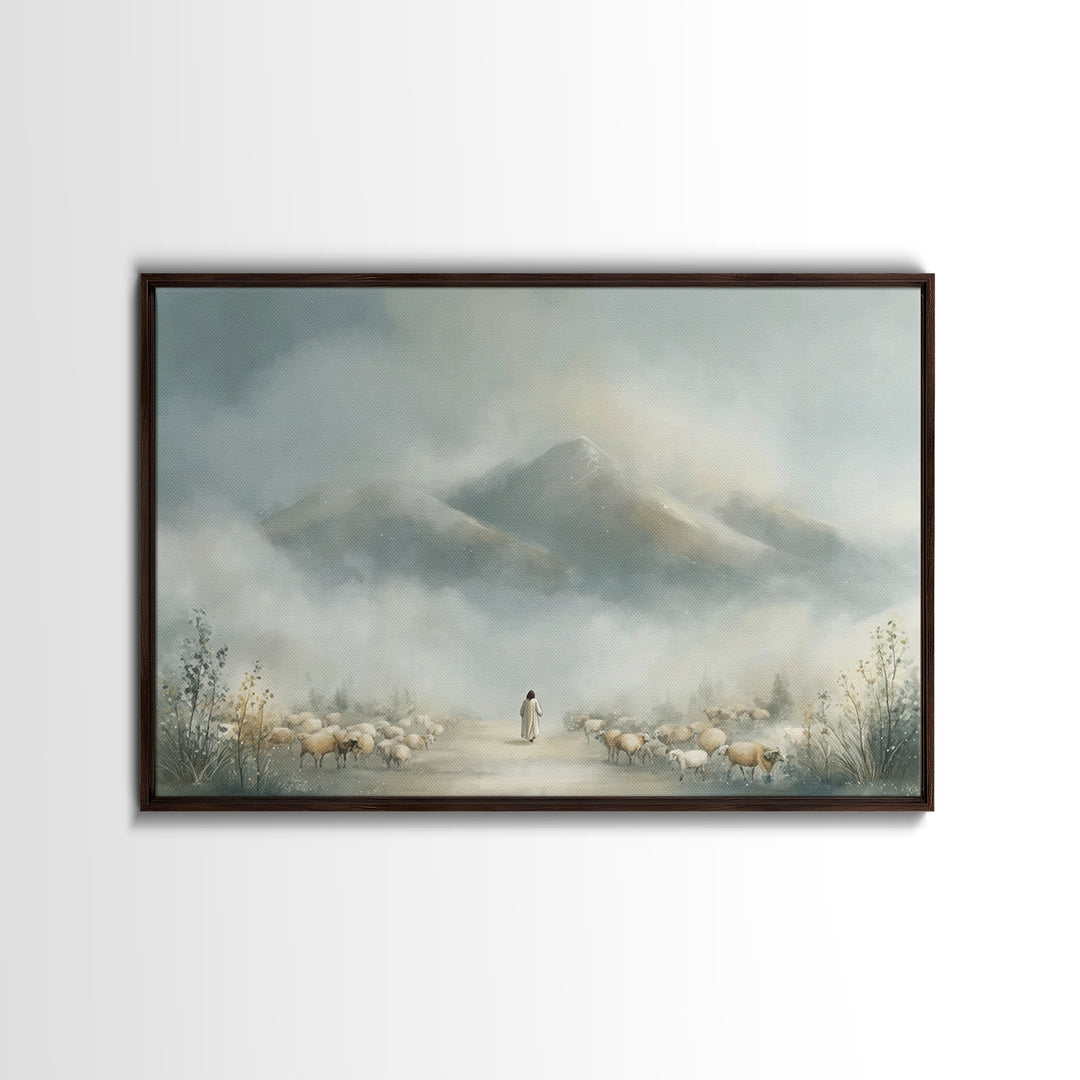 Mountains Of Promise – Framed Canvas Print – Christian Christmas Art – Christian Art Canvas – Minimalist Christian Art – Christian Wall Art