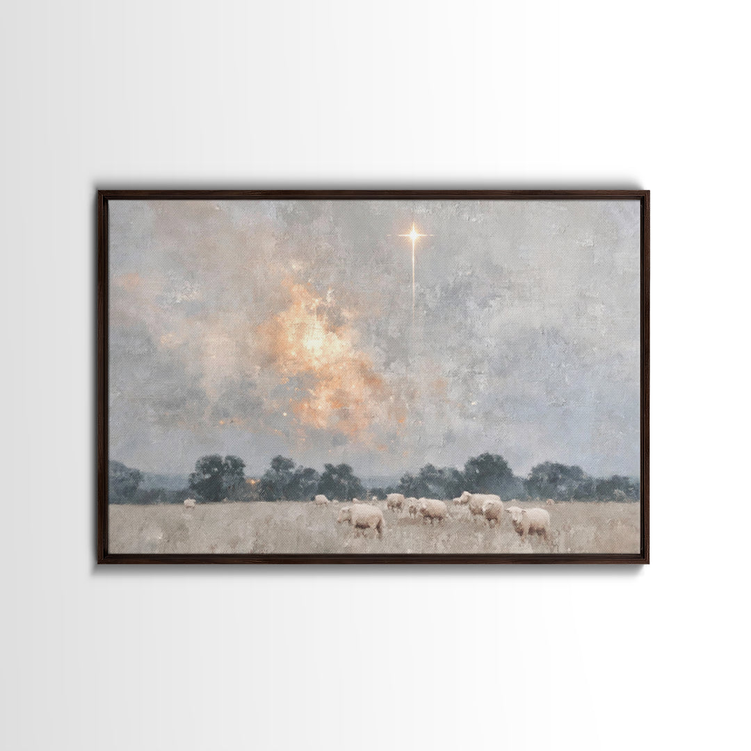 Light Of Salvation | Framed Canvas Print | Christian Art Canvas | Christian Wall Art | White Christmas Art | Christian Christmas Art | Chri