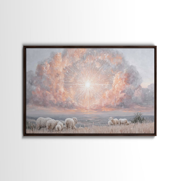 Radiant Bethlehem Sky, Framed Canvas Print, Christian Christmas Art, Christian Wall Art, Christmas Art Prints, Christian Art Canvas, Modern