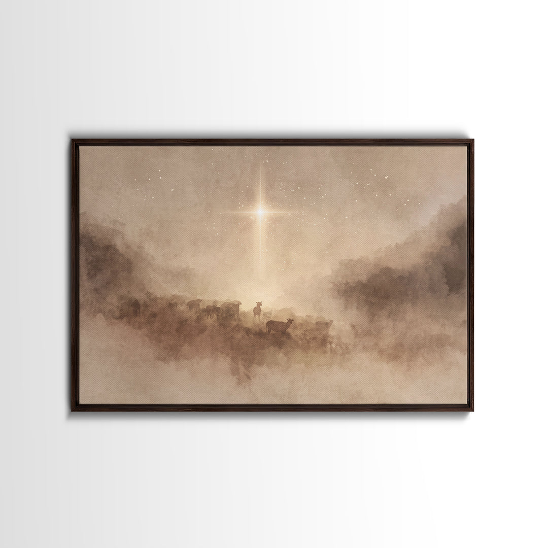 Star Of Mercy – Framed Canvas Print – Christian Christmas Art – Christian Wall Art – Christmas Art Prints – Christian Art Canvas – Moody Ch
