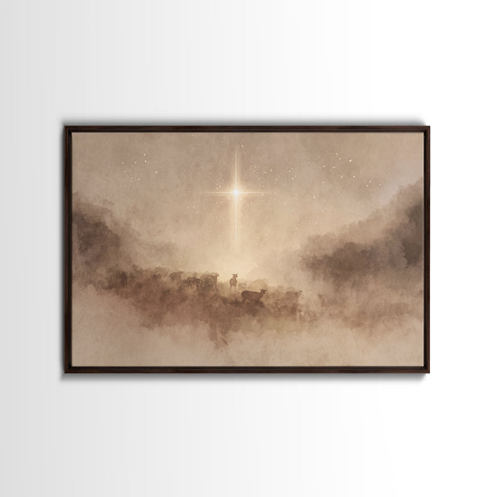 Star Of Mercy – Framed Canvas Print – Christian Christmas Art – Christian Wall Art – Christmas Art Prints – Christian Art Canvas – Moody Ch