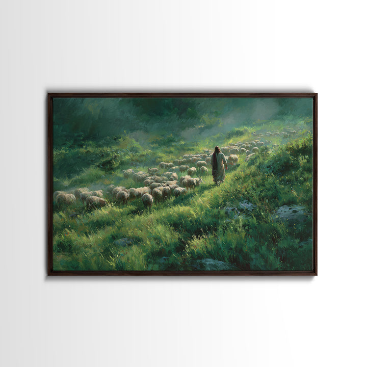 Shepherd’s Green Path – Framed Canvas Print – Christian Art Canvas – Jesus Painting – Christian Wall Art – Christian Art Prints – Christian