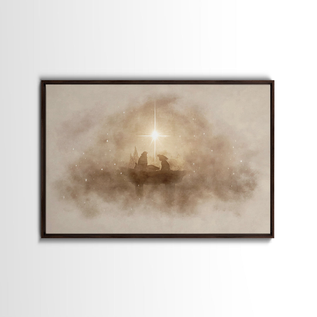 Holy Manger Light – Framed Canvas Print – Christian Wall Art – Christmas Art Prints – Christian Christmas Art – Modern Christian Art